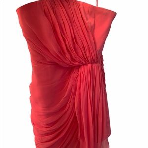 Cinq a sept coral dress with hanging sash
